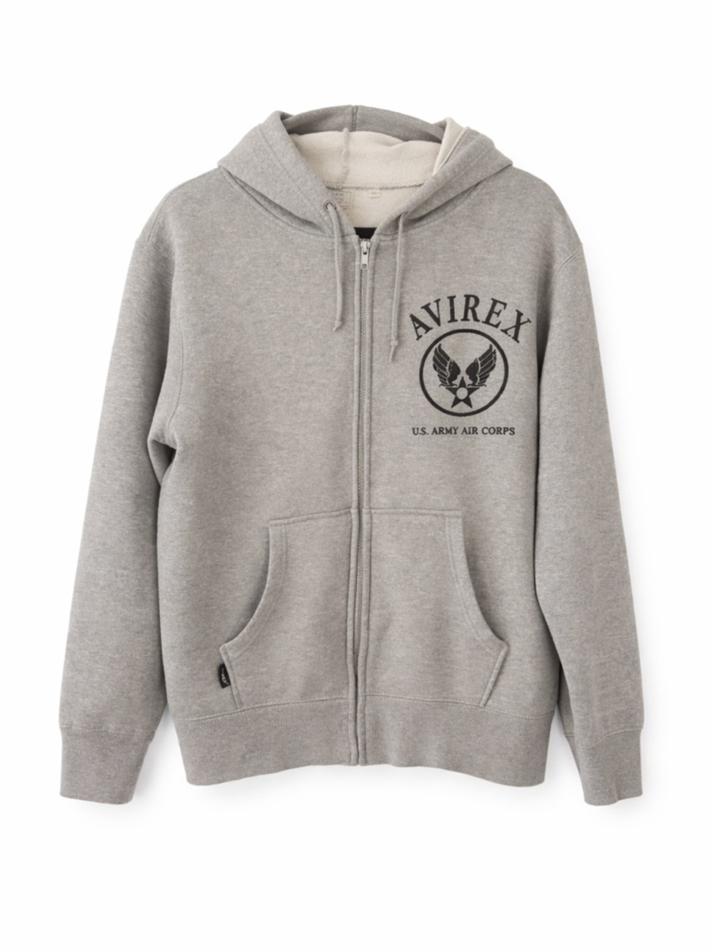 Avirex Rare Vintage Men’s Gray Full-Zip Hoodie with U.S Military Crest Size XL